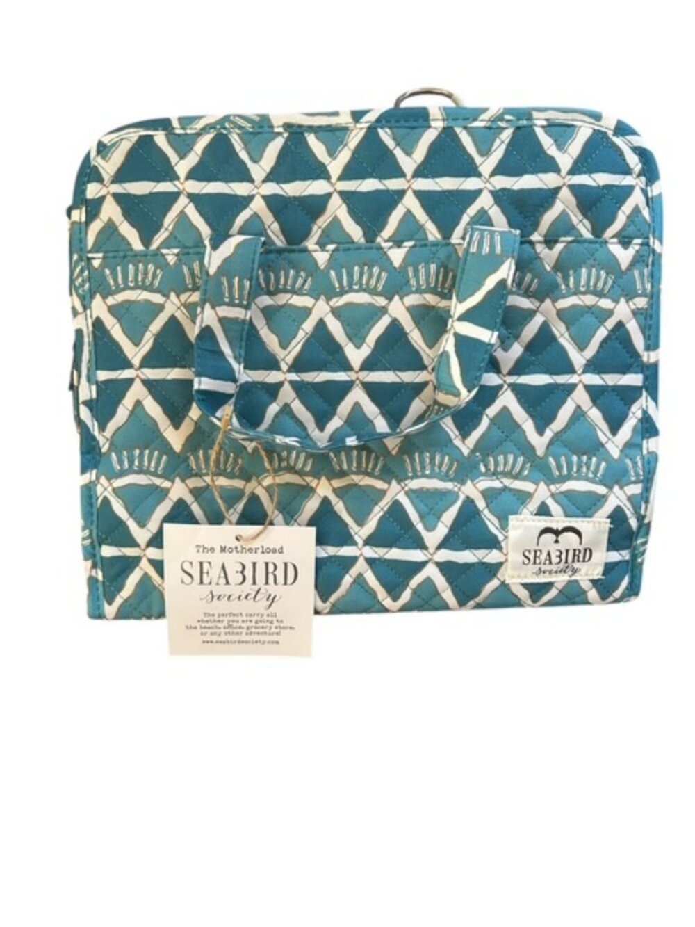 Seabird Society Toiletry Hanging Cosmetic or Beach Bag Turquoise & White NWT